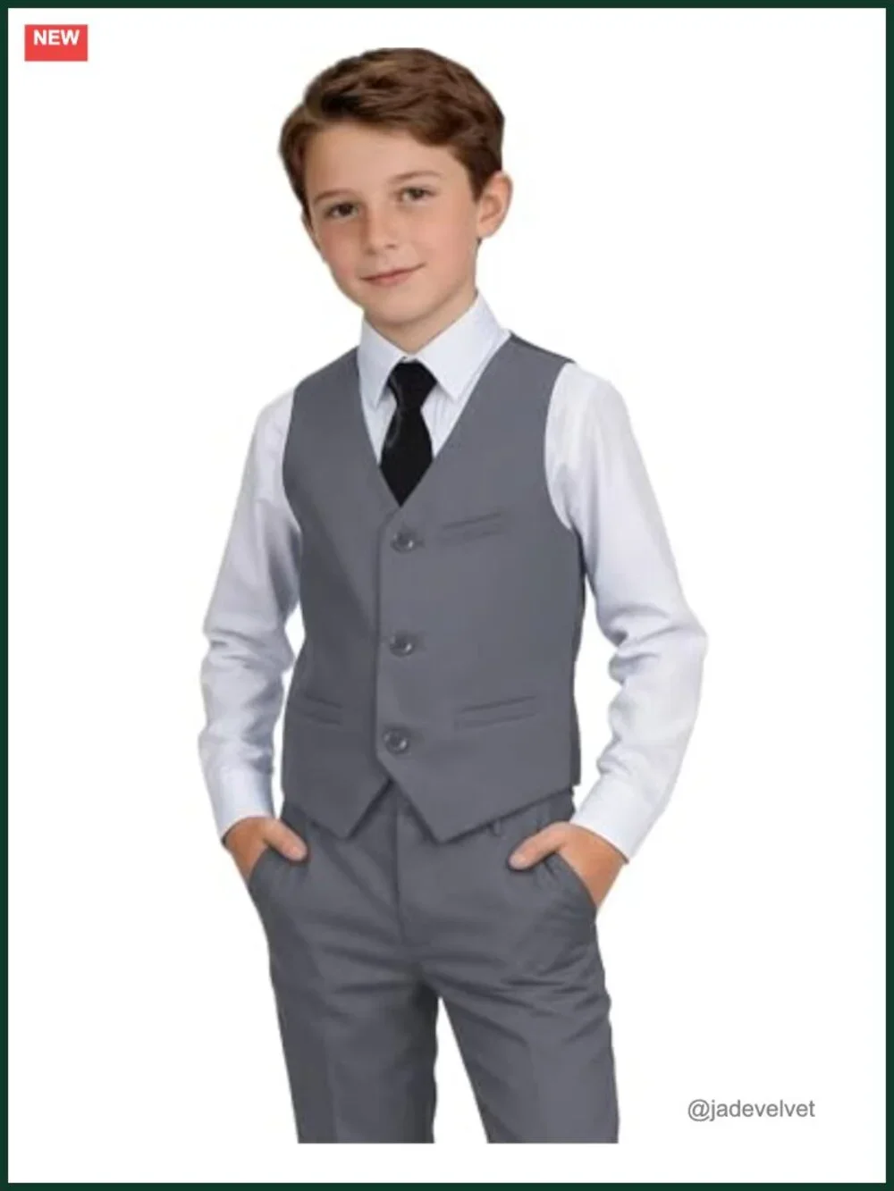 Boys Formal Suit Set with Vest Pants Shirt Tie for Wedding Easter